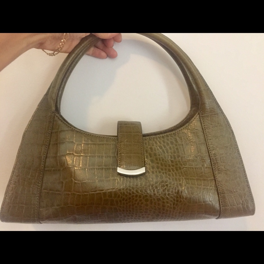 Italian leather, designer purse. Green - Picture 1 of 2